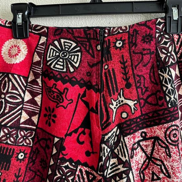 vintage black red native bark cloth print skort - Picture 5 of 5